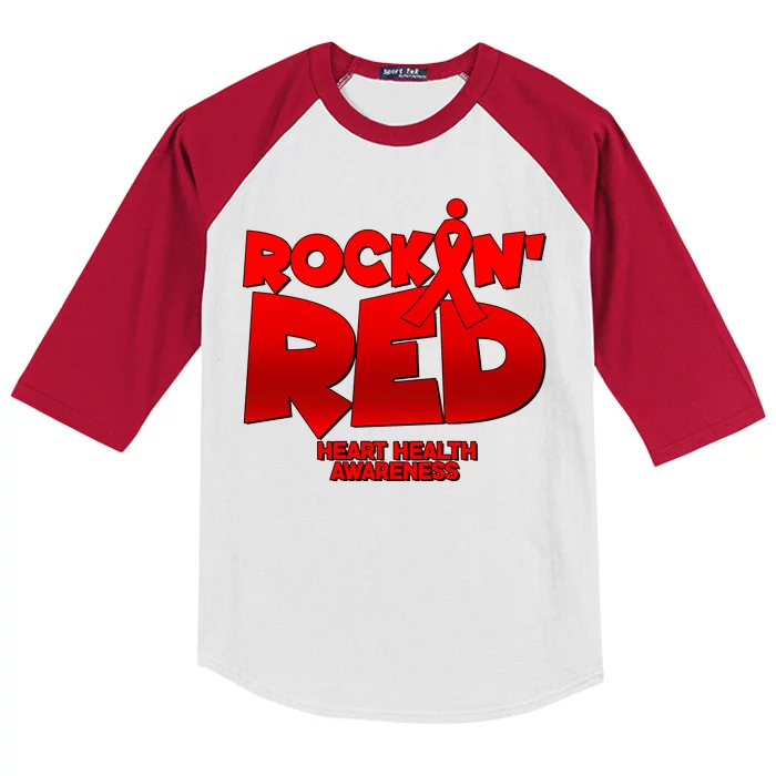 Rockin Red Heart Health Awareness Kids Colorblock Raglan Jersey