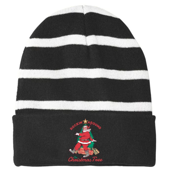 Rockin Santa Striped Beanie with Solid Band