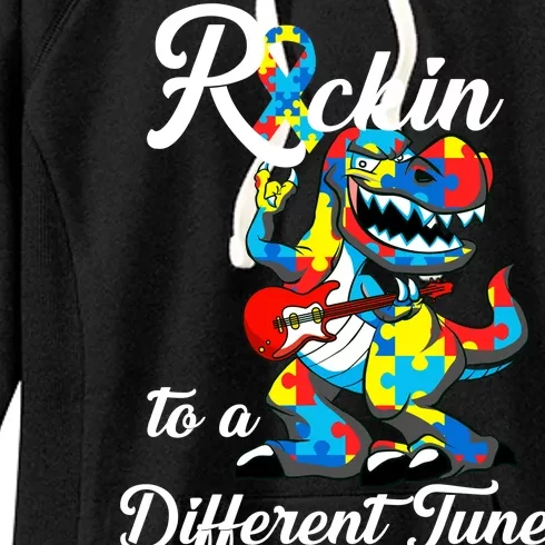 Rockin To A Different Tune Autism Dinosaur Women's Fleece Hoodie