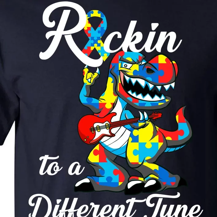 Rockin To A Different Tune Autism Dinosaur Tall T-Shirt