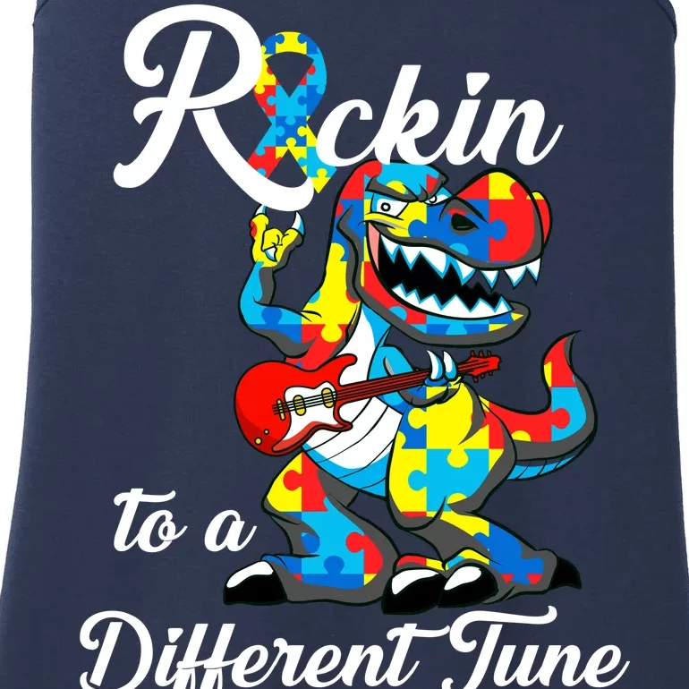 Rockin To A Different Tune Autism Dinosaur Ladies Essential Tank