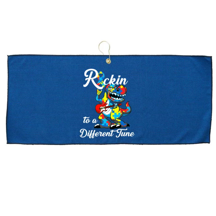 Rockin To A Different Tune Autism Dinosaur Large Microfiber Waffle Golf Towel