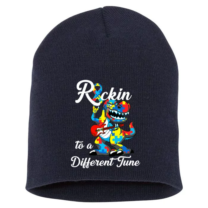 Rockin To A Different Tune Autism Dinosaur Short Acrylic Beanie