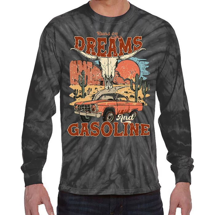 Runs On Dreams And Gasoline I Got A Heart Like A Truck Tie-Dye Long Sleeve Shirt