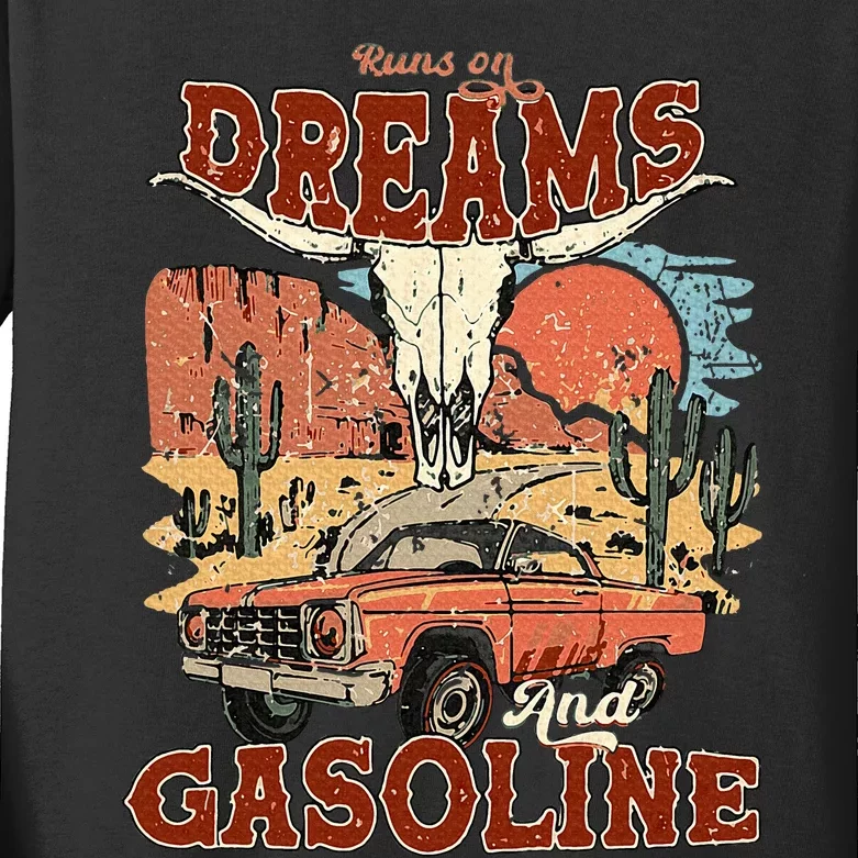 Runs On Dreams And Gasoline I Got A Heart Like A Truck Kids Long Sleeve Shirt