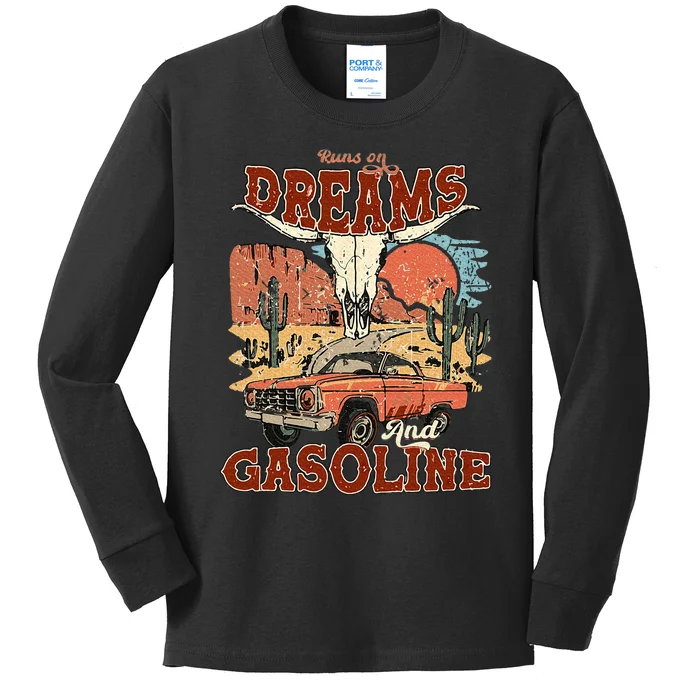 Runs On Dreams And Gasoline I Got A Heart Like A Truck Kids Long Sleeve Shirt