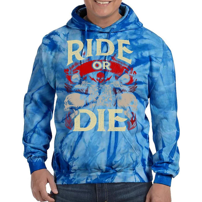 Ride Or Die Skull Motorcycle Cool Gift Bike Biker Grandpa Tie Dye Hoodie