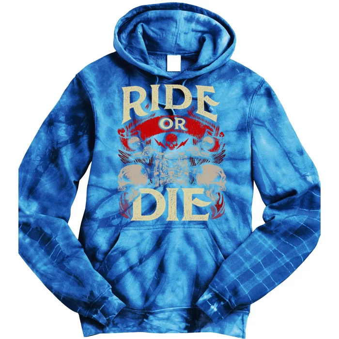 Ride Or Die Skull Motorcycle Cool Gift Bike Biker Grandpa Tie Dye Hoodie