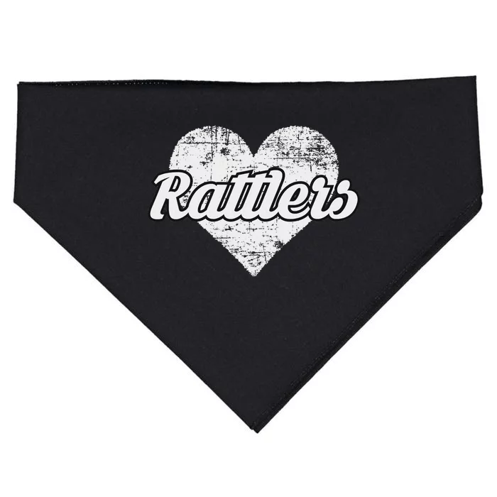 Rattlers Over Distressed Heart Rio Grande City USA-Made Doggie Bandana