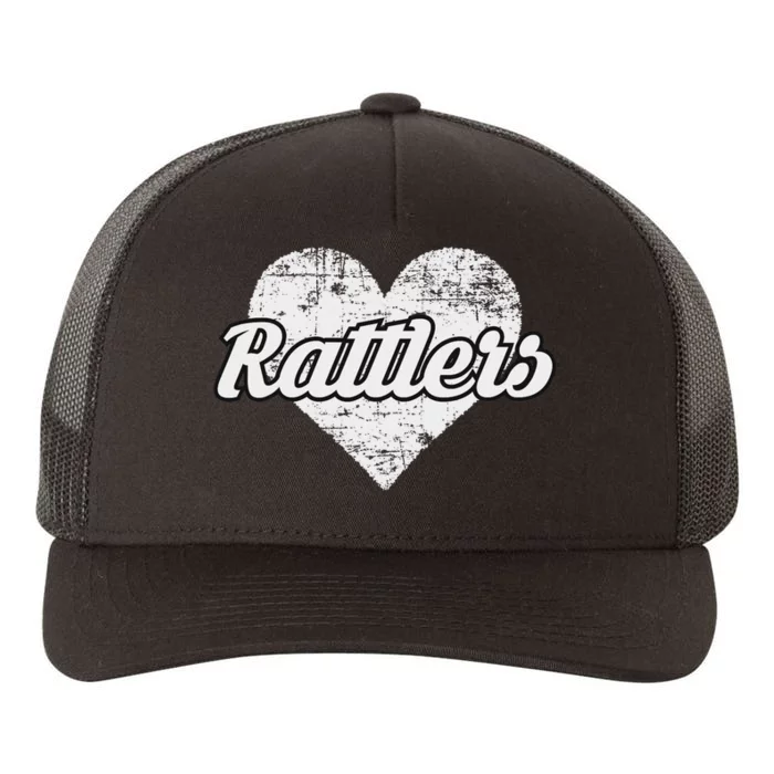 Rattlers Over Distressed Heart Rio Grande City Yupoong Adult 5-Panel Trucker Hat