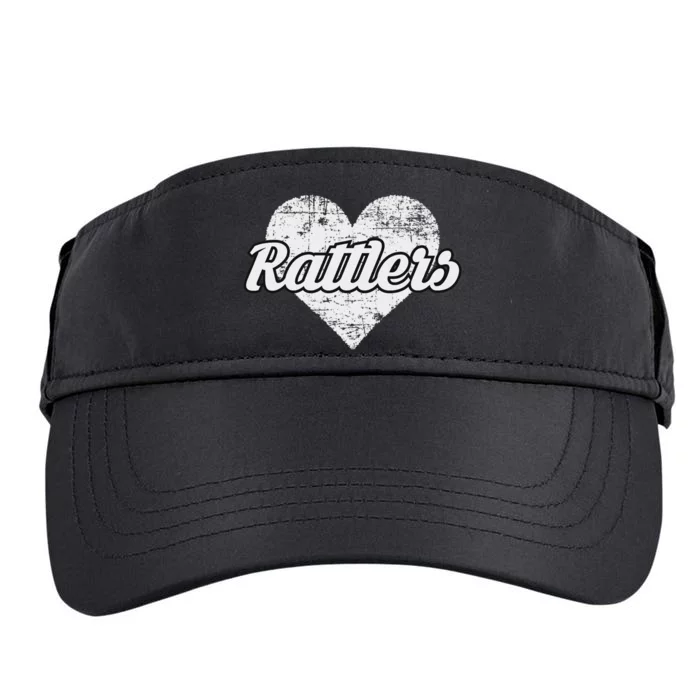 Rattlers Over Distressed Heart Rio Grande City Adult Drive Performance Visor