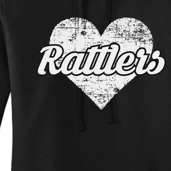 Rattlers Over Distressed Heart Rio Grande City Women's Pullover Hoodie