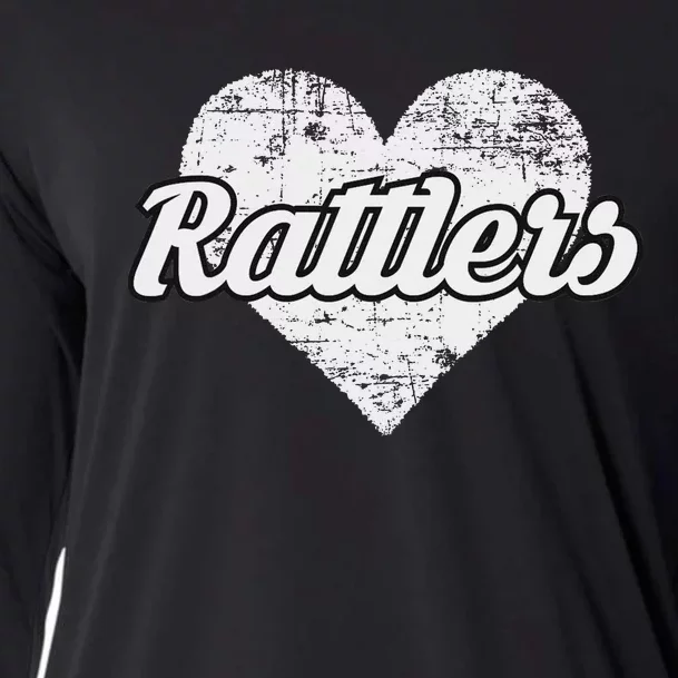 Rattlers Over Distressed Heart Rio Grande City Cooling Performance Long Sleeve Crew