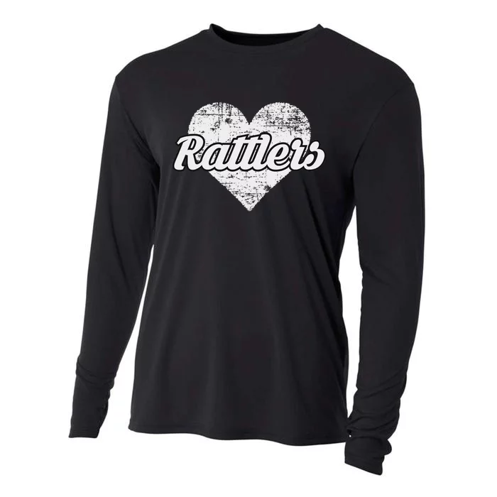 Rattlers Over Distressed Heart Rio Grande City Cooling Performance Long Sleeve Crew