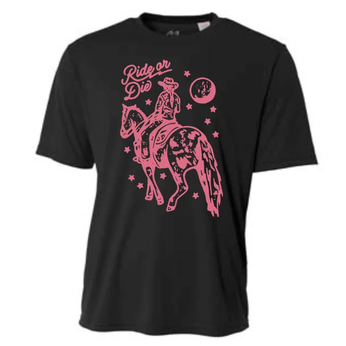 Ride Or Die Western Cowgirl Bohemian Retro Cooling Performance Crew T-Shirt