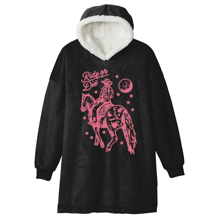 Ride Or Die Western Cowgirl Bohemian Retro Hooded Wearable Blanket