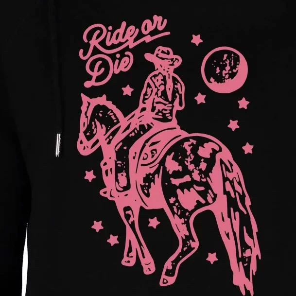 Ride Or Die Western Cowgirl Bohemian Retro Womens Funnel Neck Pullover Hood