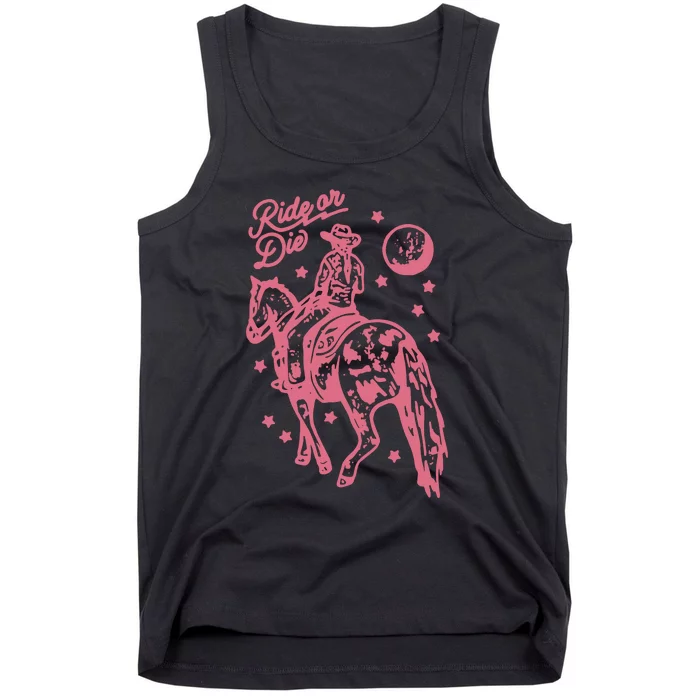 Ride Or Die Western Cowgirl Bohemian Retro Tank Top