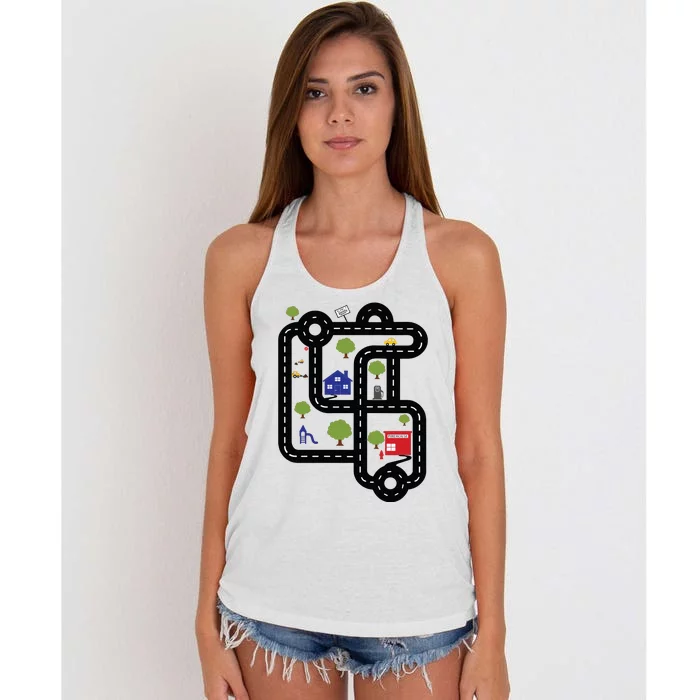 Race On DadS Mat Road On Dad Women's Knotted Racerback Tank