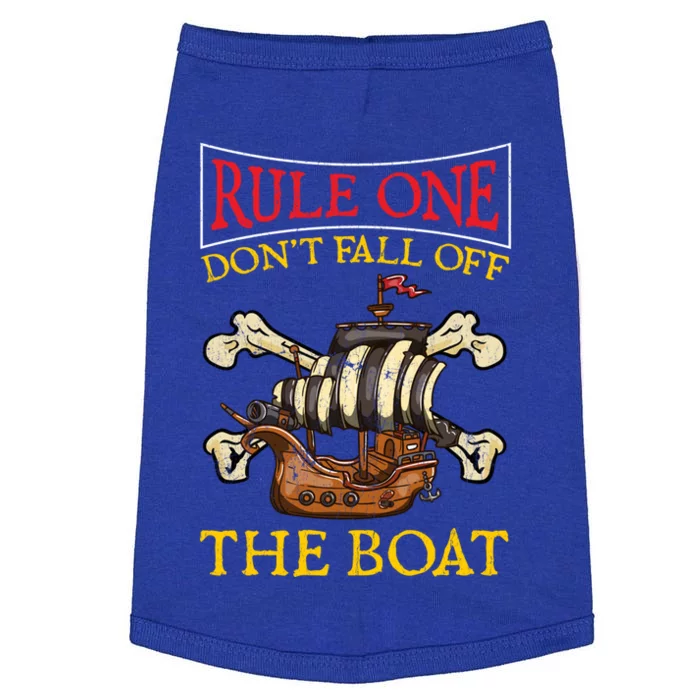 Rule One Dont Fall Off The Boat Funny Pirate Boating Gift Doggie Tank