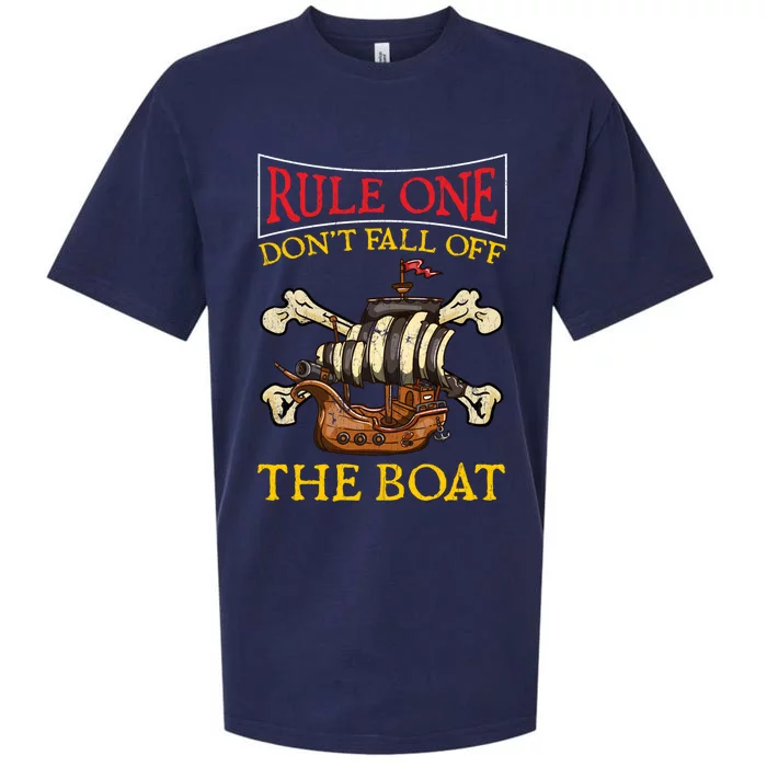 Rule One Dont Fall Off The Boat Funny Pirate Boating Gift Sueded Cloud Jersey T-Shirt