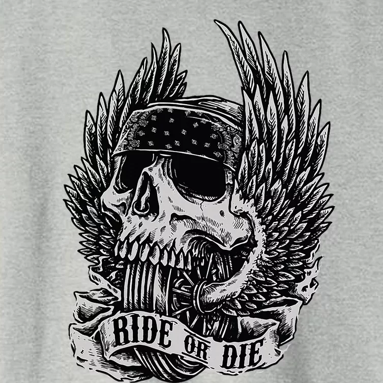 Ride Or Die Biker Skull And Winged Wheel Women's Crop Top Tee