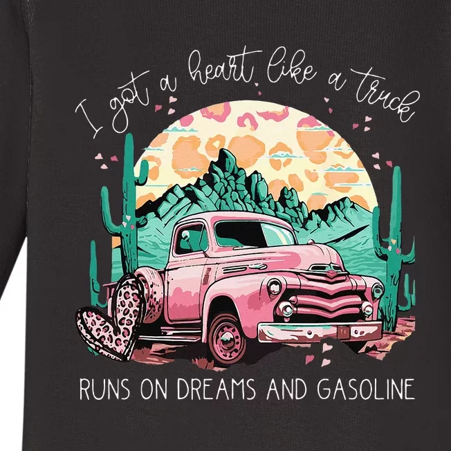 Runs On Dreams And Gasoline I Got A Heart Like A Truck Baby Long Sleeve Bodysuit