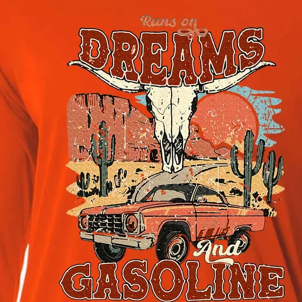 Runs On Dreams And Gasoline Cooling Performance Long Sleeve Crew