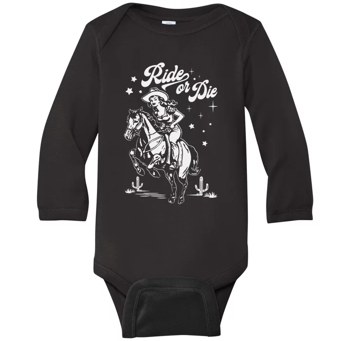 Ride Or Die Cowboy Baby Long Sleeve Bodysuit