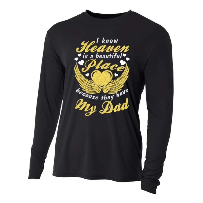 Remembrance Of Dad Memory Of My Father In Heaven Angel Wings Cooling Performance Long Sleeve Crew