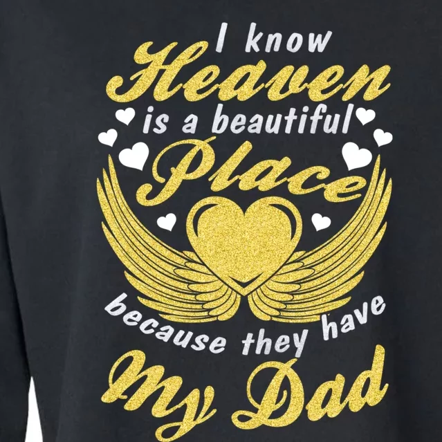 Remembrance Of Dad Memory Of My Father In Heaven Angel Wings Cropped Pullover Crew