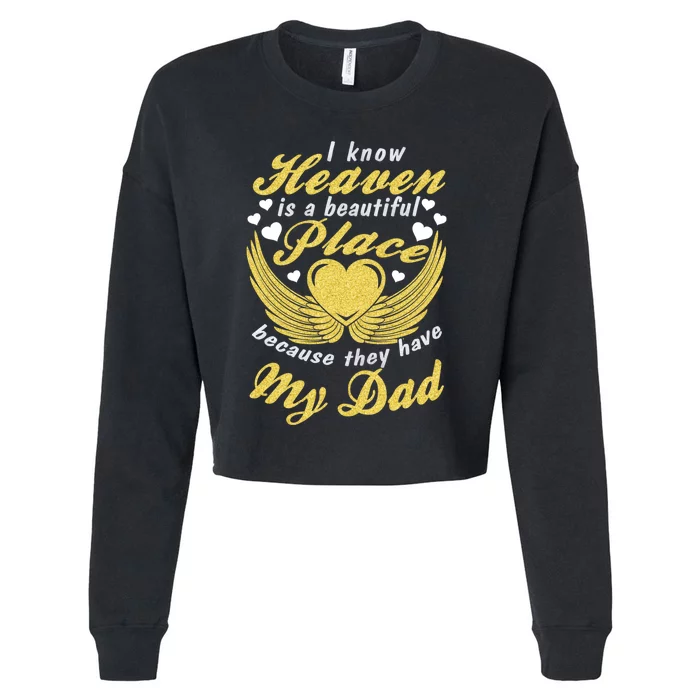 Remembrance Of Dad Memory Of My Father In Heaven Angel Wings Cropped Pullover Crew