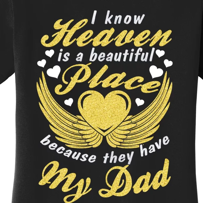 Remembrance Of Dad Memory Of My Father In Heaven Angel Wings Women's T-Shirt