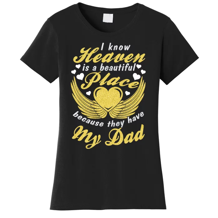 Remembrance Of Dad Memory Of My Father In Heaven Angel Wings Women's T-Shirt