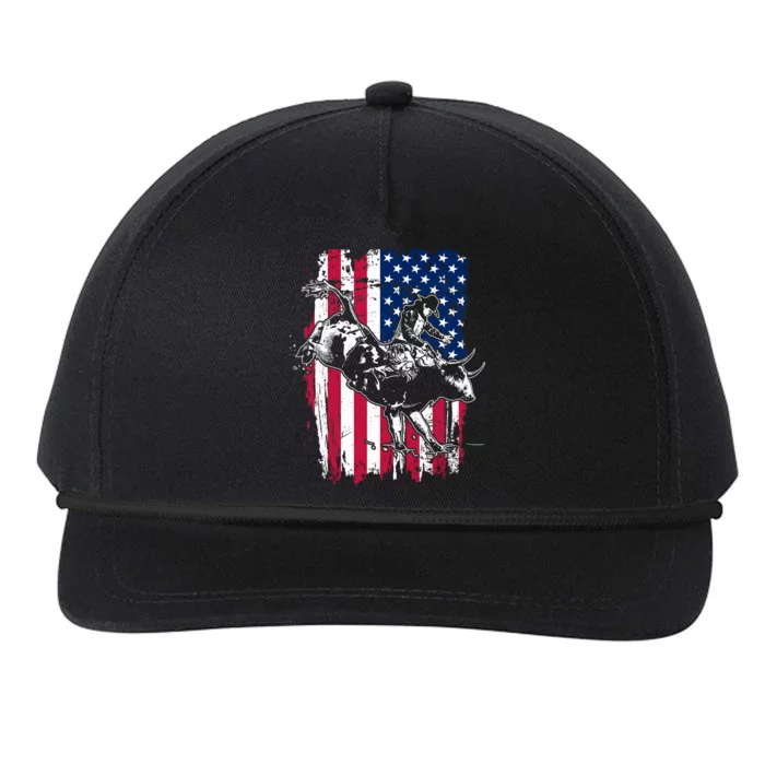 Rodeo Bull Rider American Flag Snapback Five-Panel Rope Hat