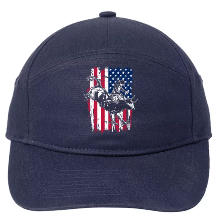 Rodeo Bull Rider American Flag 7-Panel Snapback Hat