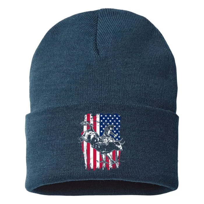 Rodeo Bull Rider American Flag Sustainable Knit Beanie