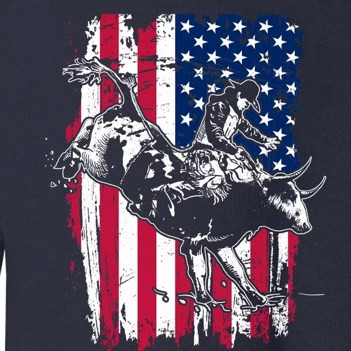 Rodeo Bull Rider American Flag Toddler Sweatshirt