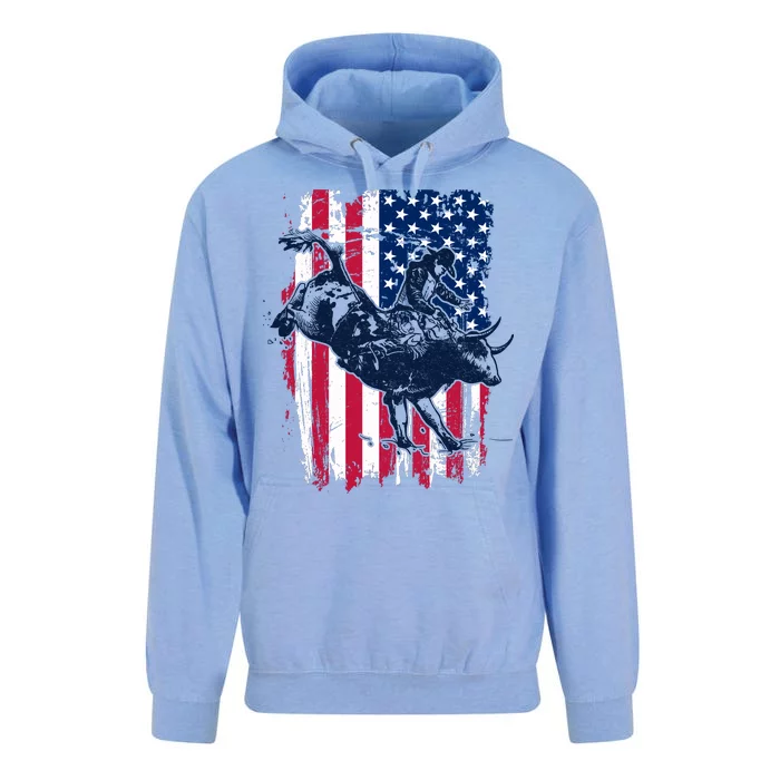 Rodeo Bull Rider American Flag Unisex Surf Hoodie