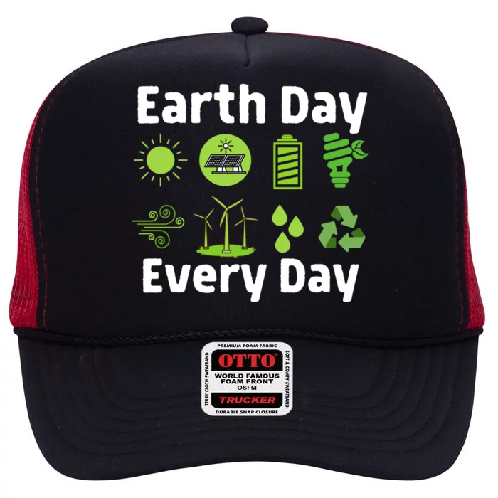 Restore Our Earth Day Every Day Clean Water Wind Energy Gift High Crown Mesh Trucker Hat