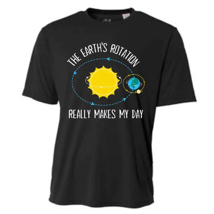 Rotation of Earth Makes My Day Science Teacher Earth Day Cooling Performance Crew T-Shirt