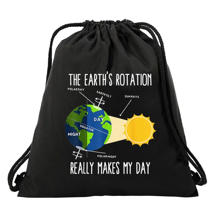 Rotation of Earth Makes My Day Science Teachers Earth Day Drawstring Bag