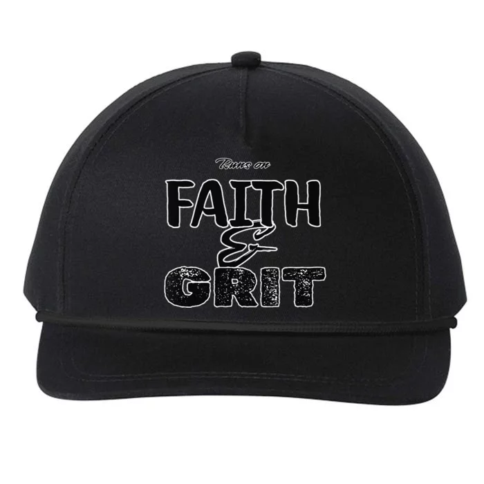 Runs On Faith And Grit Snapback Five-Panel Rope Hat