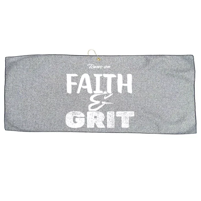 Runs On Faith And Grit Large Microfiber Waffle Golf Towel