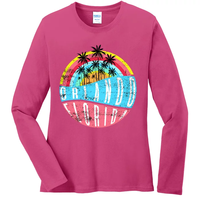 Retro Orlando Florida Icon Ladies Long Sleeve Shirt