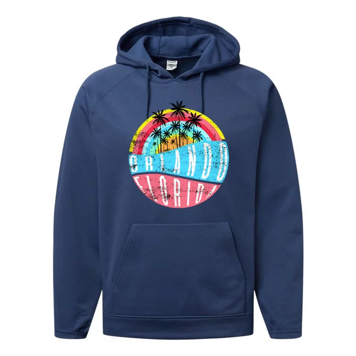 Retro Orlando Florida Icon Performance Fleece Hoodie