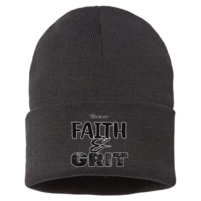 Runs On Faith And Grit Sustainable Knit Beanie