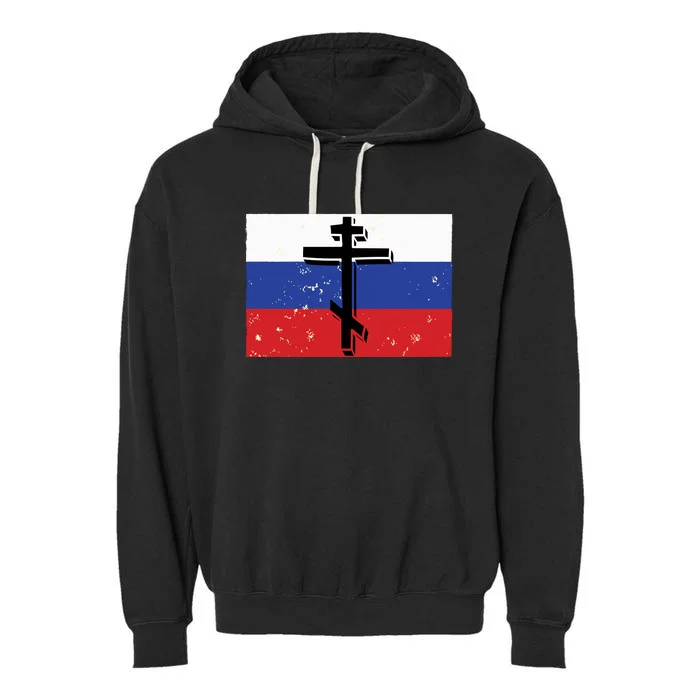 Russian Orthodox Flag Cross Gift Garment-Dyed Fleece Hoodie