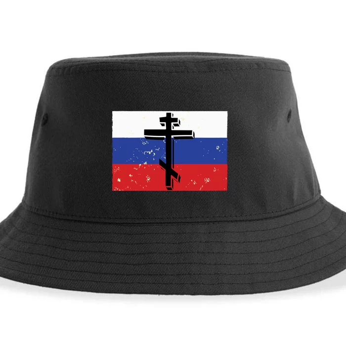 Russian Orthodox Flag Cross Gift Sustainable Bucket Hat