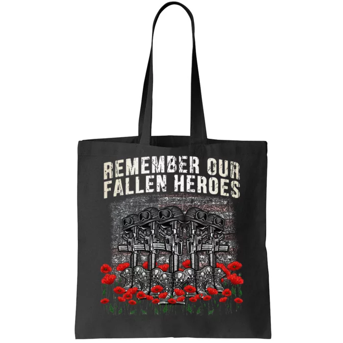 Remember Our Fallen Heroes Red Poppy Soldier Tote Bag